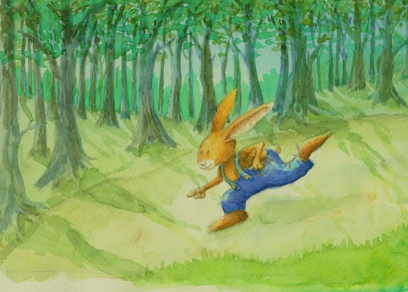© Angela Kommoß 2012 Kinderbuchillustration, Hase, Wald, bunny, children's book illustration, forest, cute