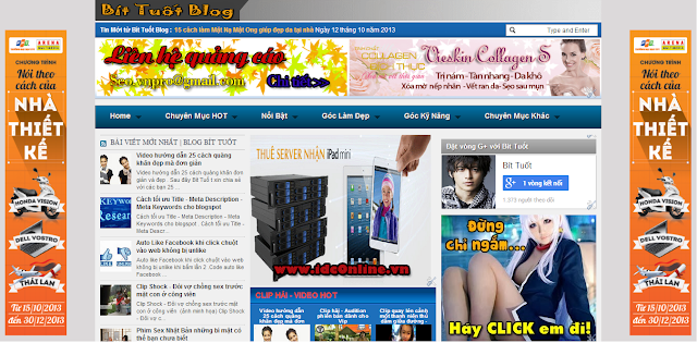 Code tạo banner quảng cáo banner chạy dọc 2 bên web - Blogspot