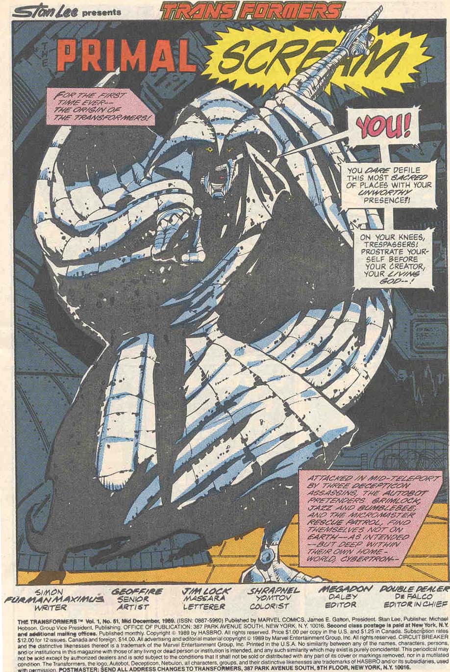 Read online The Transformers (1984) comic -  Issue #61 - 2