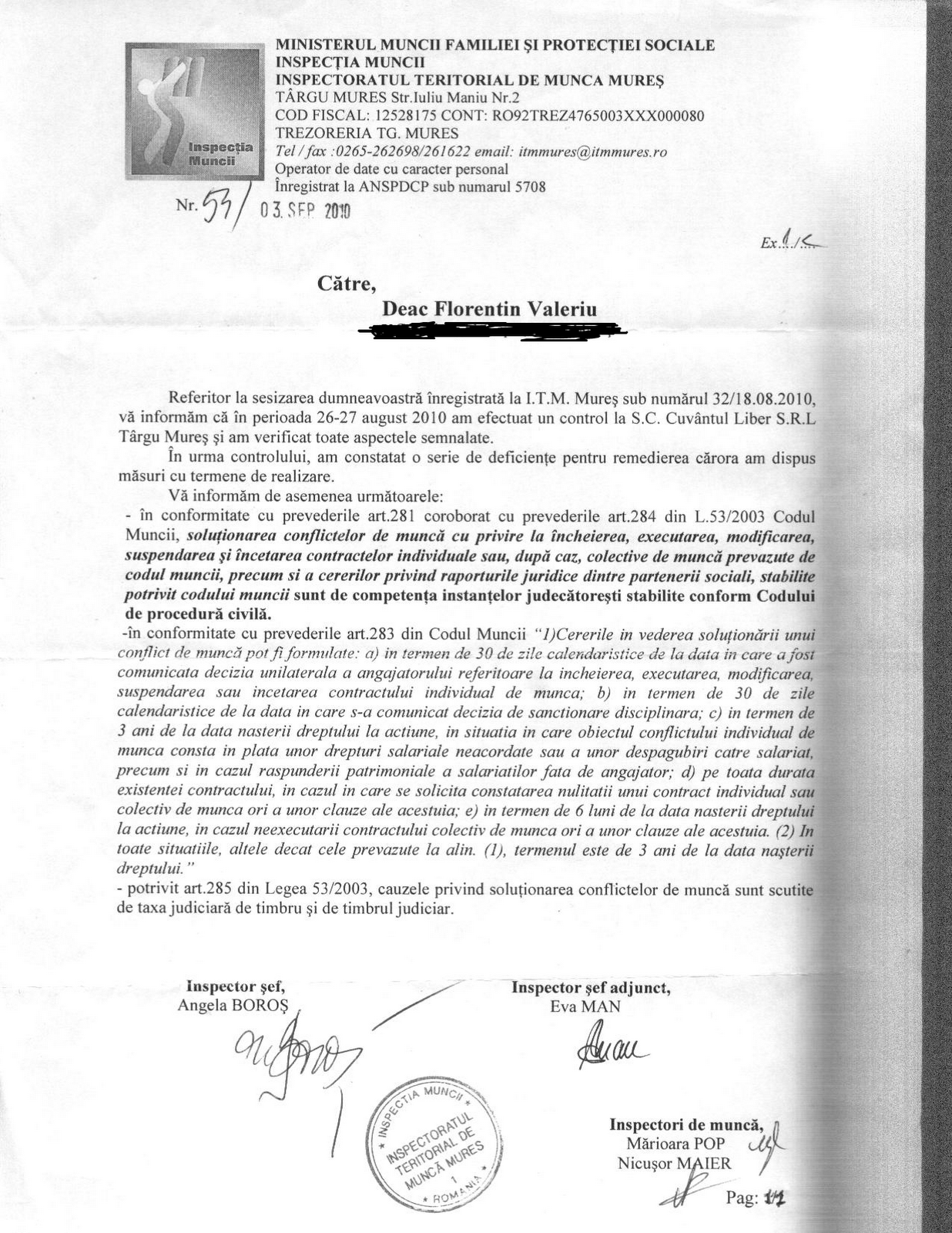 Florentin Deac Cum Lucrează Itm La Targu Mureș și Cum Lucrează Inspecția Muncii La București Sau Cum A Trebuit Să Mă Lupt 14 Luni Ca Statul Să Iși Ia Banii Pe Care Nu