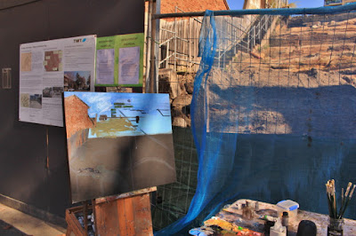 Plein air oil painting of the excavation between Harris and Mount street Pyrmont for the 'New Life' development  painted by industrial heritage artist Jane Bennett