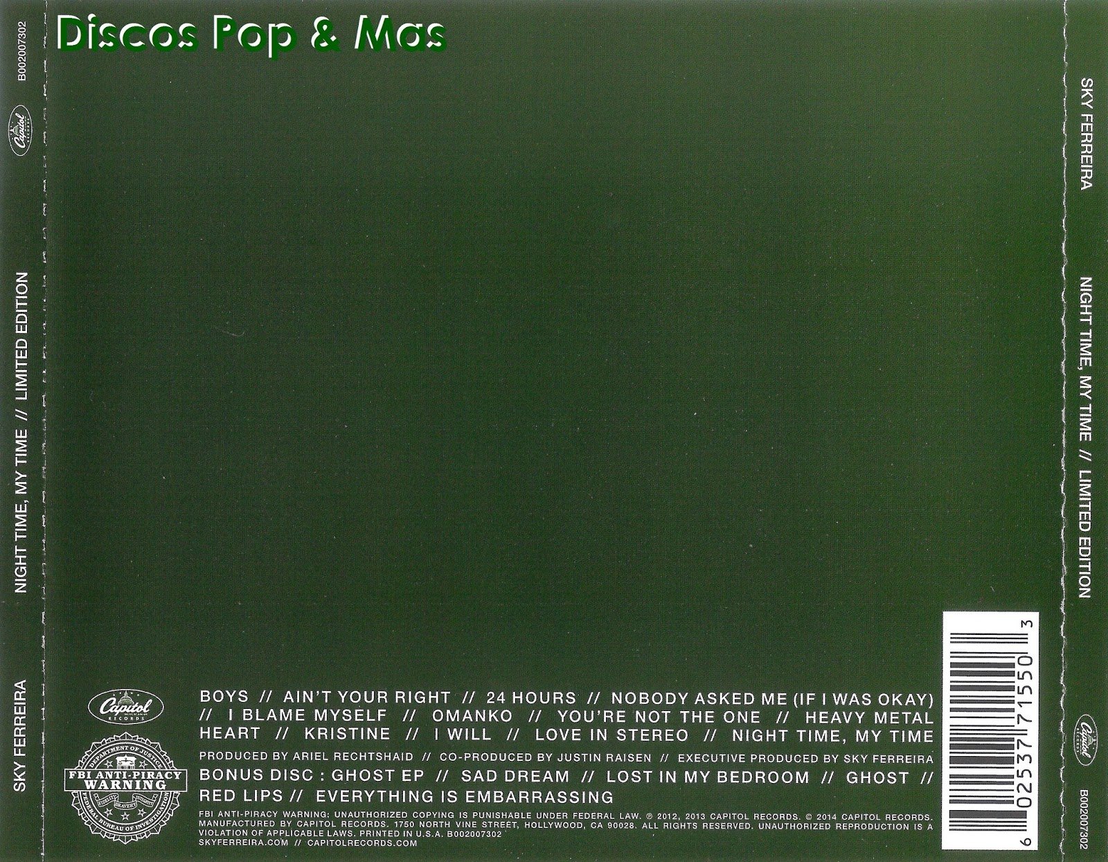 Discos Pop & Mas: Sky Ferreira - Night Time, My Time (Limited Edition)