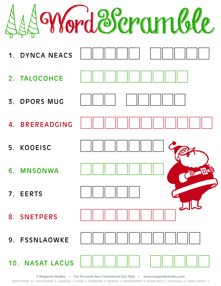 Maganda Studios: FREE Christmas Word Scramble