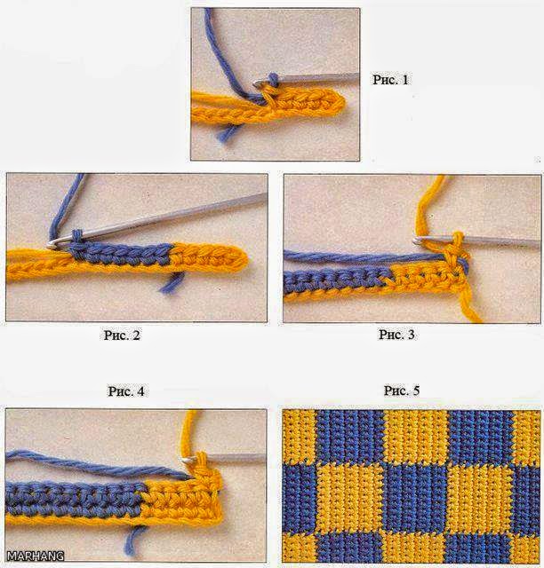 Cómo tejer a cuadros en dos colores al crochet
