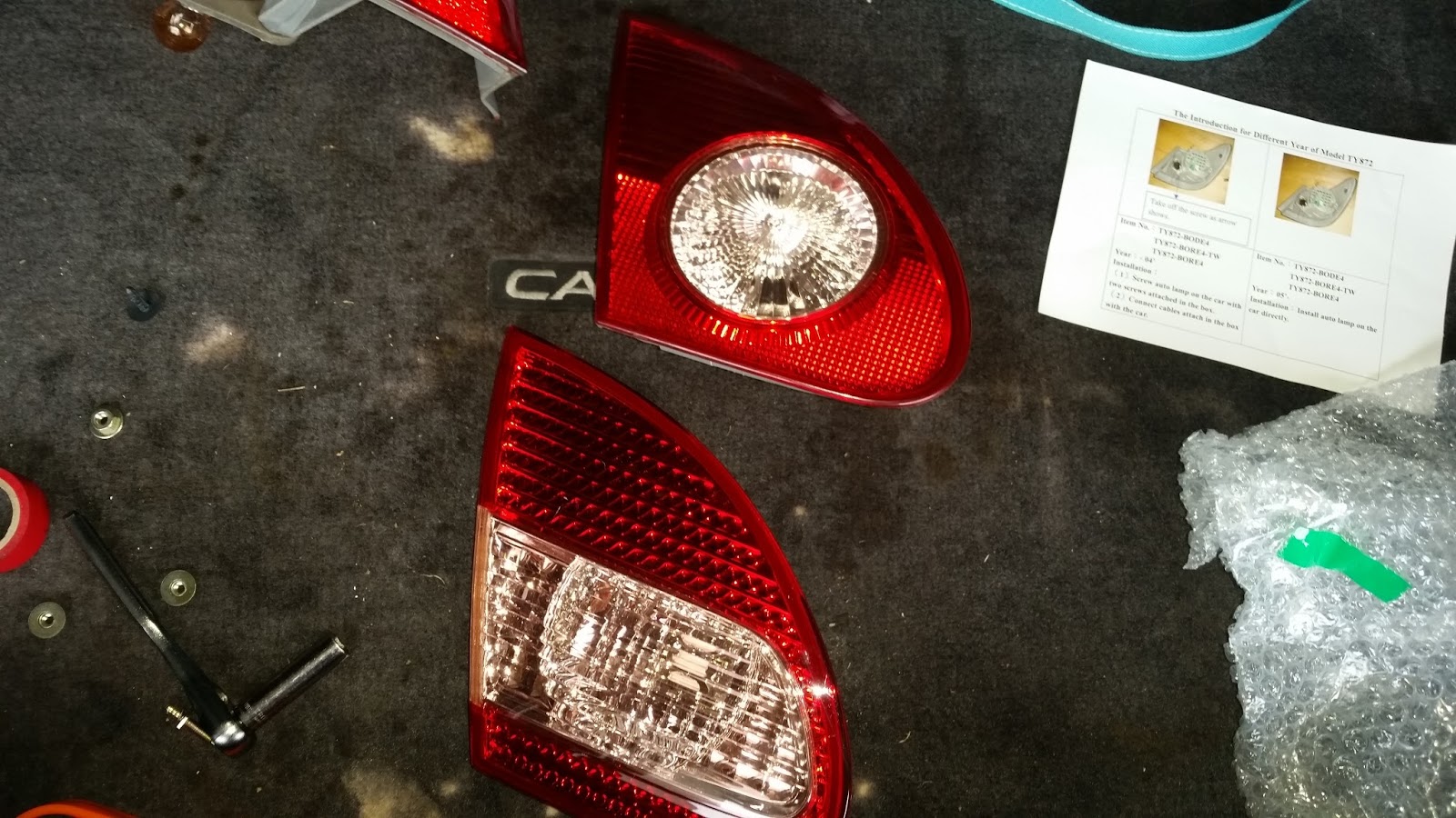 Corolla DIY DIY Replacement JDM Rear Brake Light Assembly 2005 Corolla S