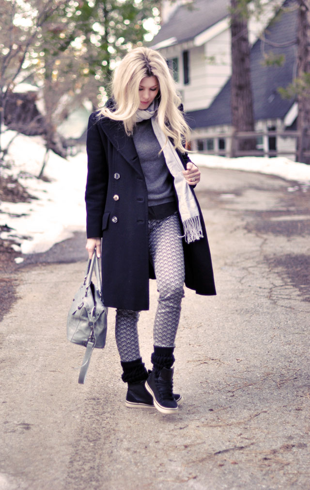 winter style, black and gray, scrunch socks and high tops