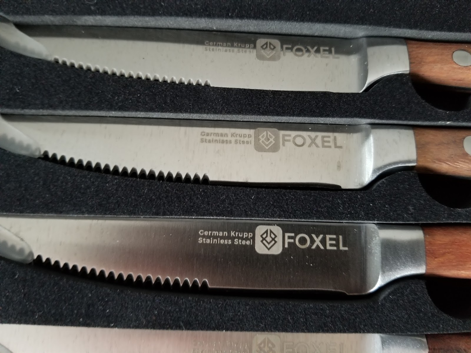 FOXEL Premium Classic Rosewood Handle Steak Knife Set Gift Box, Sharp
