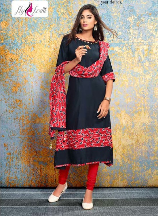 Fly free nidhi 2 kurtis With Dupatta Wholesaler