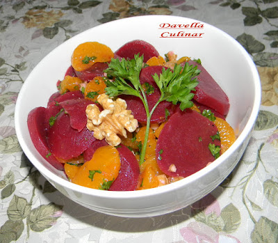 Action boîte à lunch : Salade de betteraves, mandarins et noix de Grenoble / Salată de sfeclă rosie cu mandarine si nuci