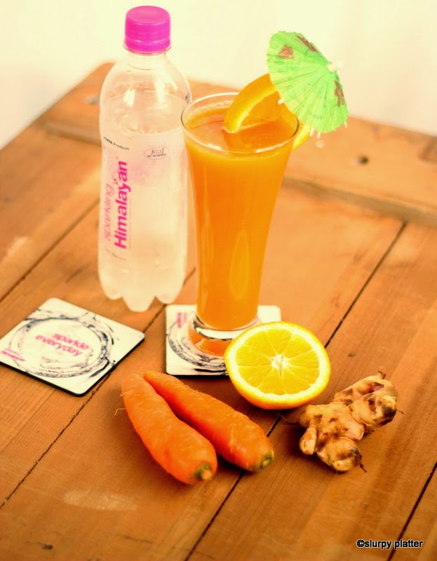 slurpy platter CARROT & TANGERINE MOCKTAIL WITH GINGER FOR SPARKLING HIMALAYAN CONTEST (IFBM 2014)