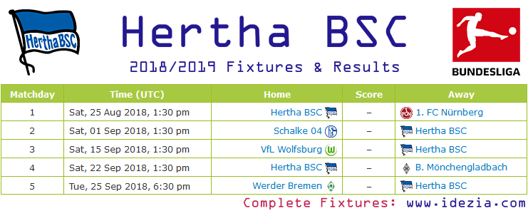 Descargar los partidos completos PDF Hertha BSC 2018-2019