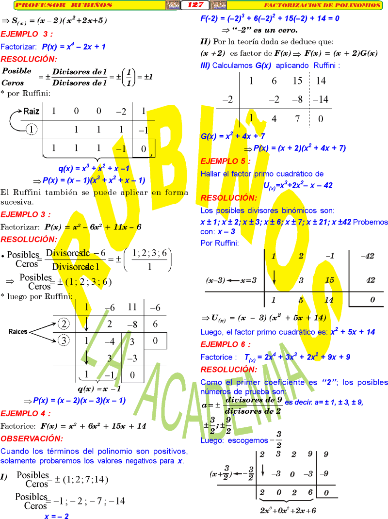 FACTORIZACION DE POLINOMIOS EJERCICIOS RESUELTOS PASO A PASO PDF