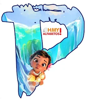 Tierno Alfabeto de Moana Bebé. Moana Baby Free Printable Alphabet.