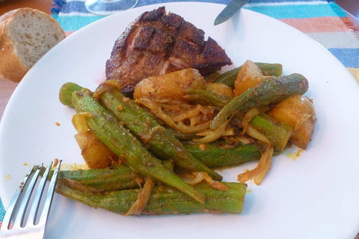 Living the life in SaintAignan Spicy panroasted okra with onions and