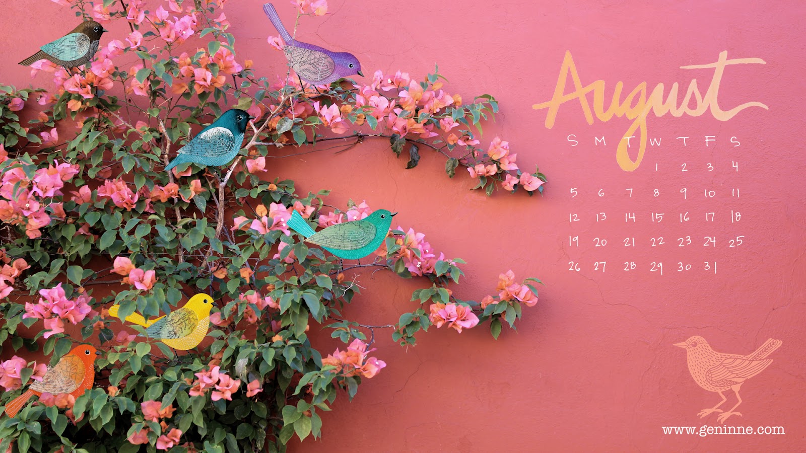 Consider The Lillies: Free August desktop calendar