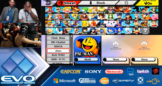 EVO 2015 sponsors EVO Championship Series 2015 Pac-Man Super Smash Bros. For Wii U quarterfinals Nintendo EE