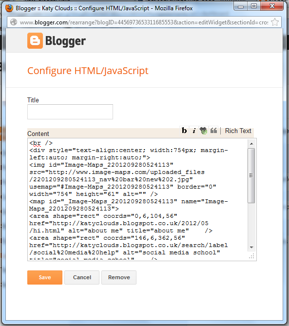 Katy Clouds: How To Create An Imagemap and Add It To Your Blog