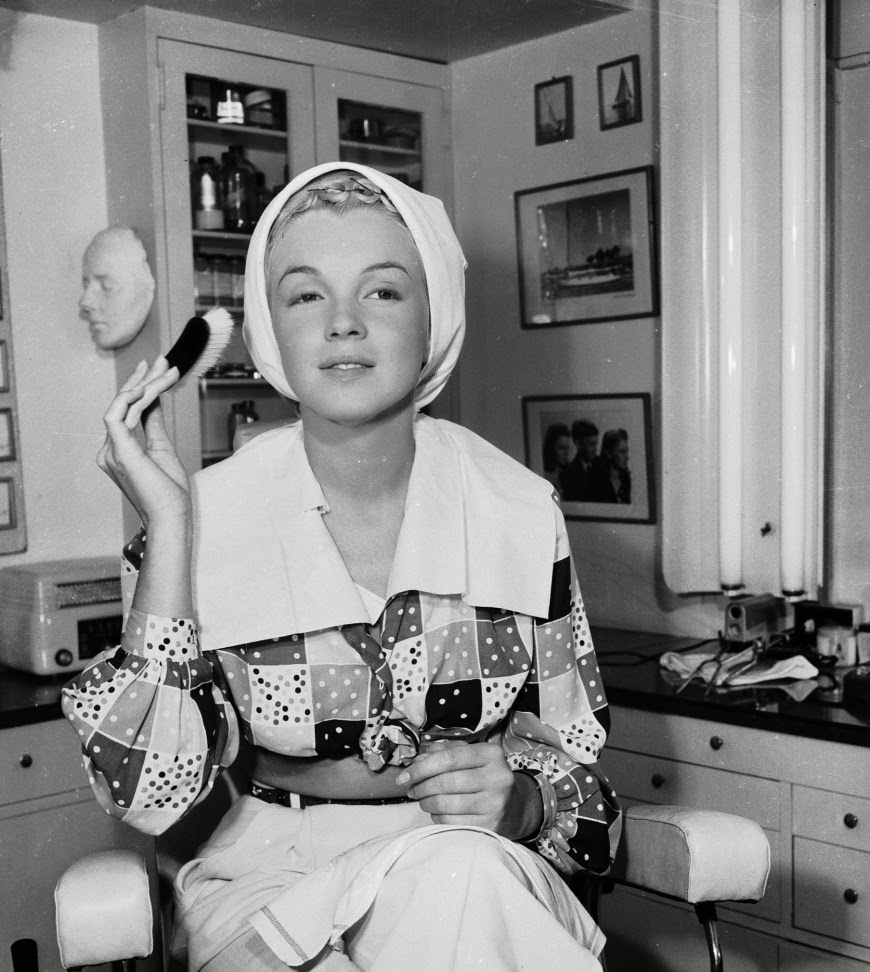 Marilyn Monroe Making Up in the Columbia Studios for ‘Ladies of the