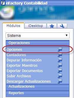Opciones de Contabilidad - Módulo de Sistemas - Configuración del Plan de Cuentas en eFactory Contabilidad Opciones de Contabilidad - Módulo de Sistemas - Configuración del Plan de Cuentas en eFactory Contabilidad