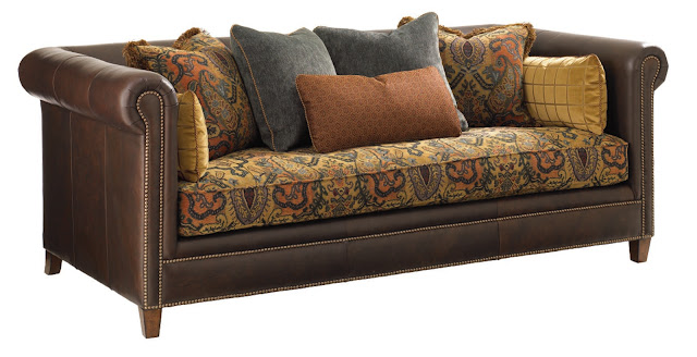 Mixing Leather With Fabric, Leather Sofa With Fabric Cushions Brown