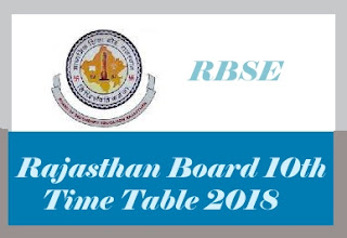 Rajasthan Board Time table 2018, 10th Board Time table 2018 Rajasthan, BSER 10th Time table 2018, Rajasthan 10th Time table 2018  