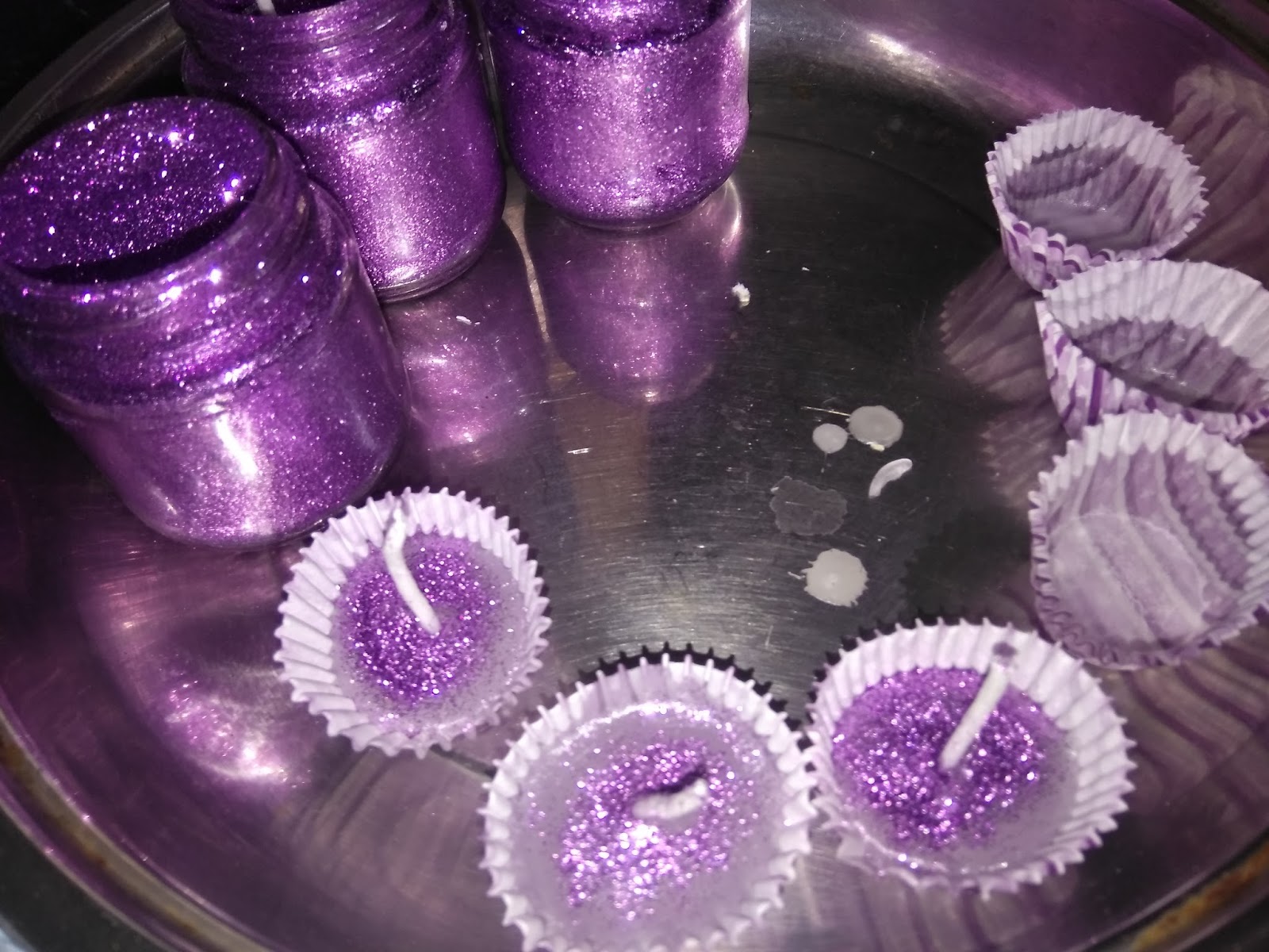 Raji's Craft Hobby Make your own Glitter Jar and Tealight Candles at home