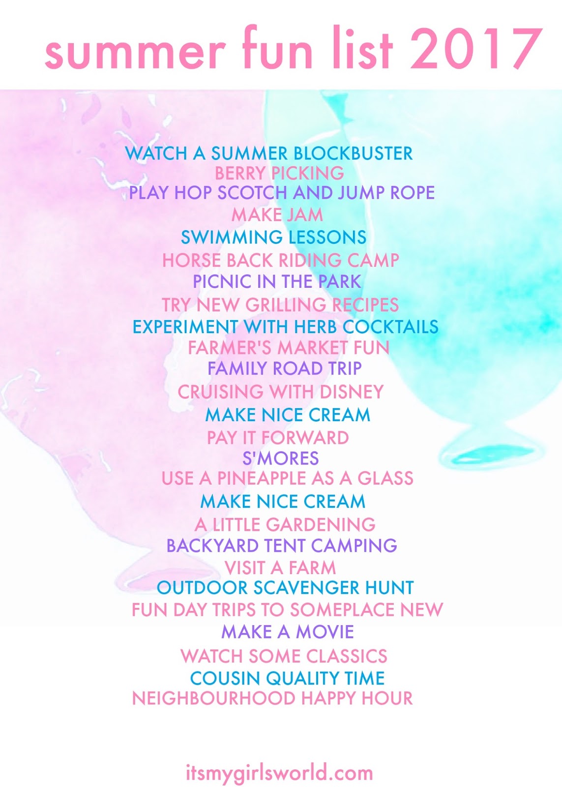 it's my girls' world: Summer Fun List 2017