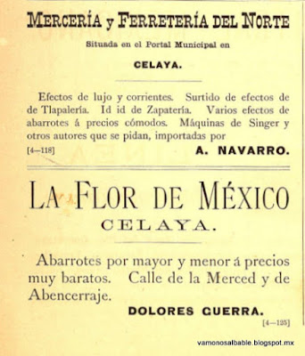 Algunos anuncios de Celaya, Guanajuato, de 1883. Noticias en tiempo real