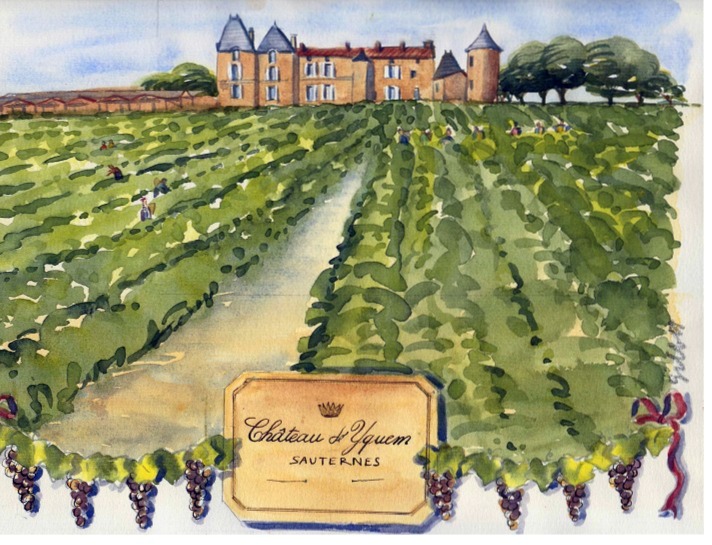 Chateaux in Bordeaux watercolor by Carol Gillott