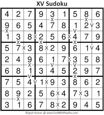 XV Sudoku (Fun With Sudoku #149) Solution