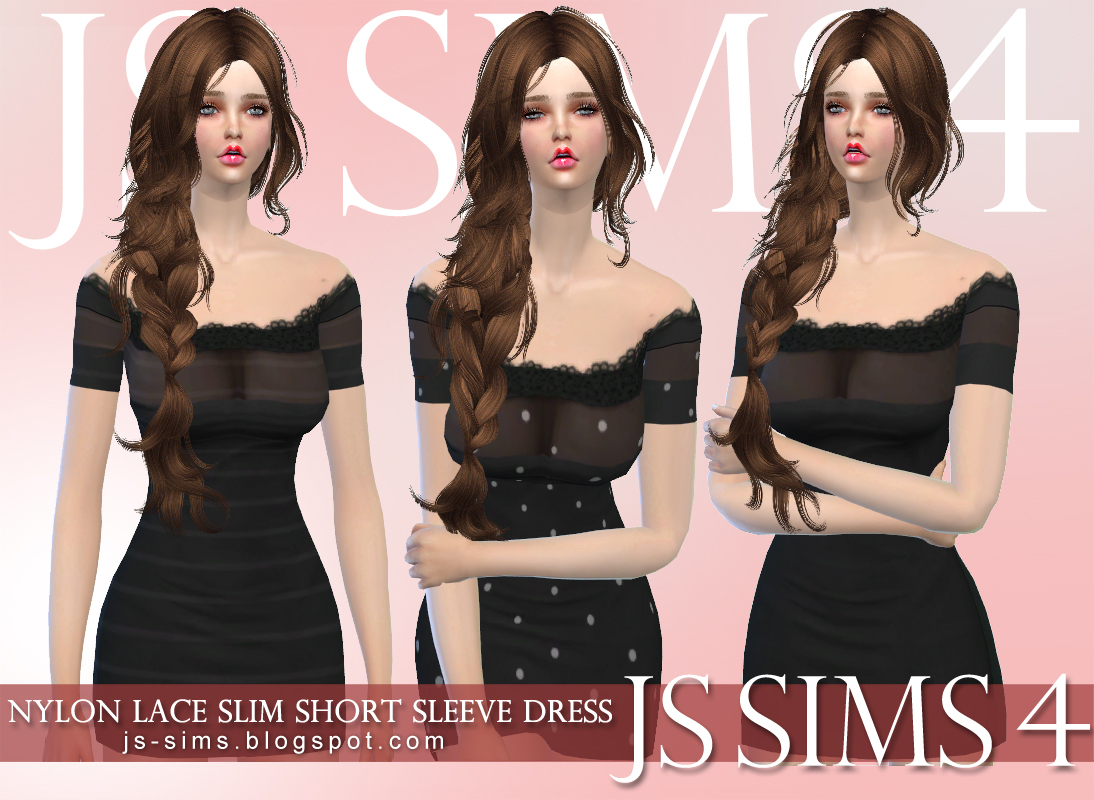 [JS SIMS 4] Nylon Lace Slim Short Sleeve Dress