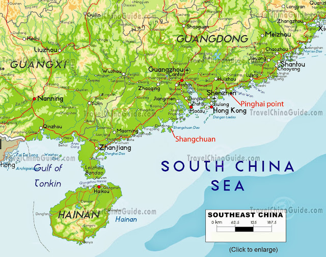 mapa do Sul da China
