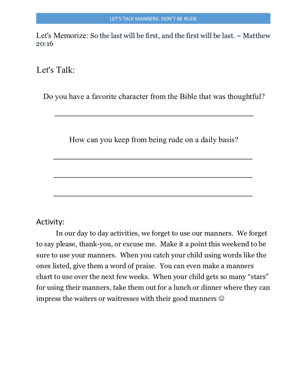 LET'S GET REAL: Let's Talk Manners: Don't Be Rude