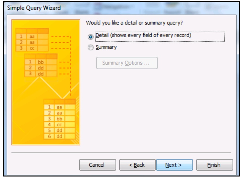 Query 4. Simple query Wizard