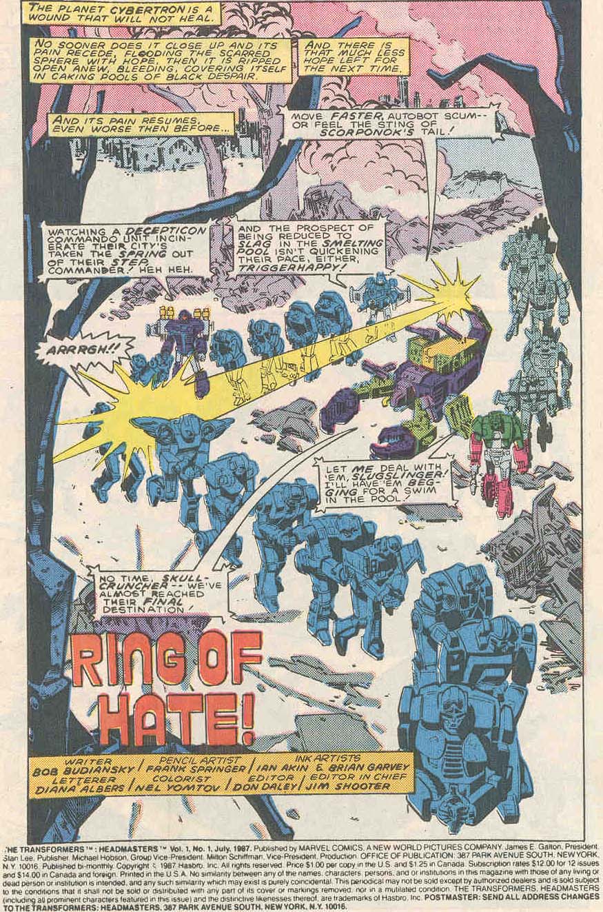 Read online The Transformers: Headmasters comic -  Issue #1 - 2