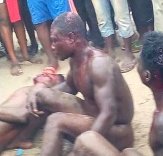 5 Men Stripped N*ked and Mercilessly Beaten in Owerri for Raping an 8-year-old Girl (Photos)