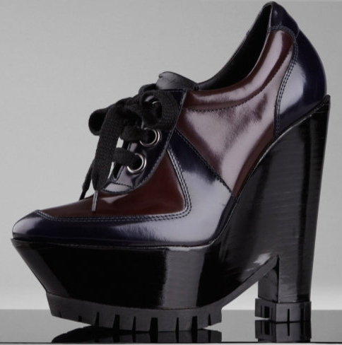 Burberry Prorsum Polished Leather Lace-Up Wedges
