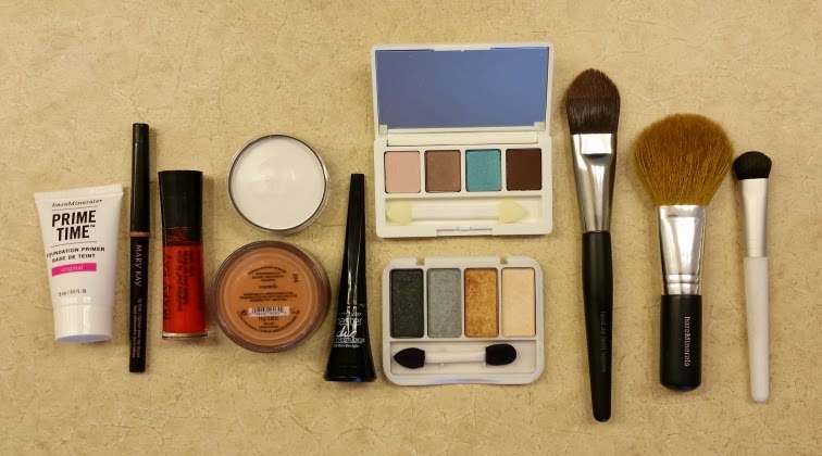 Glam zombie makeup 1 -  brushes, eye shadow, white grease paint, lipstick, eyeliner