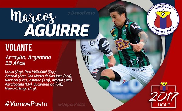 Deportivo Pasto, firma Marcos Aguirre