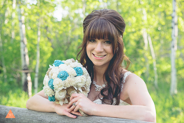sola flower bouquet with burlap roses and lace'