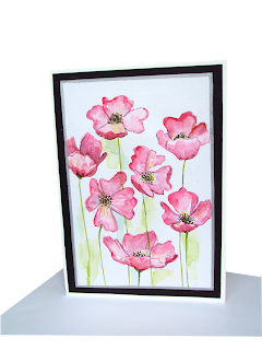 pink,poppies,lovely,beautiful,minipainting,greeting,watercolors,flowers