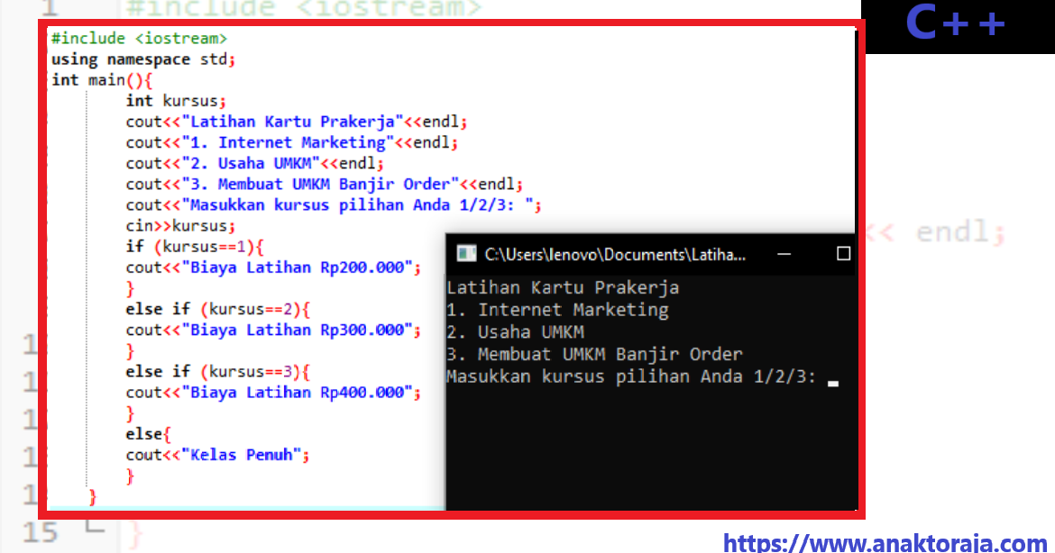 Contoh Program If Else If Sederhana C++