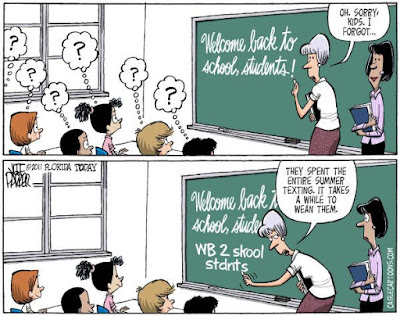 teacher humor, back to school funny, back to school cartoon, students texting