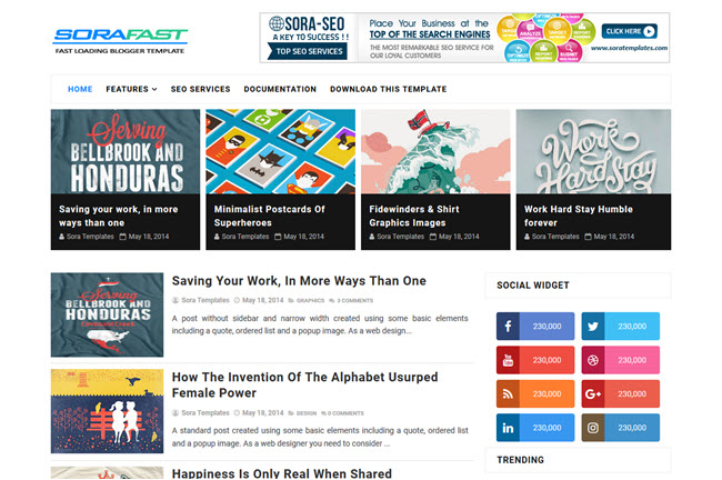Sora Fast - Responsive Blogger Template