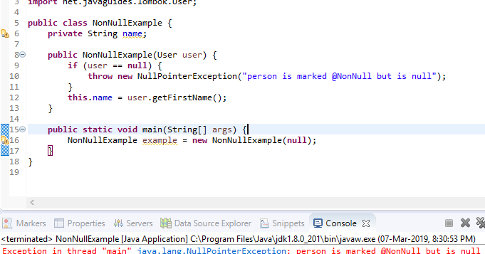 Lombok @NonNull Annotation Example