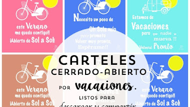 Carteles de cerrado por vacaciones para descargar o imprimir, Gratis!!