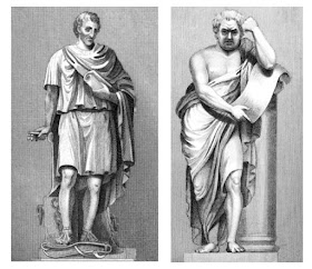 Monuments to John Howard (left) and Dr Samuel Johnson (right)   in St Paul's Cathedral from The Monuments and Genii   of St Paul's Cathedral and of Westminster Abbey by GL Smyth (1826)