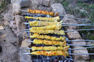 Iranian Joojeh kabab made from grilled chicken 