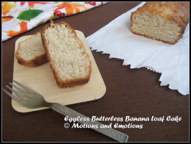 Eggless Butterless Banana Loaf Cake / Banana Bread Recipe