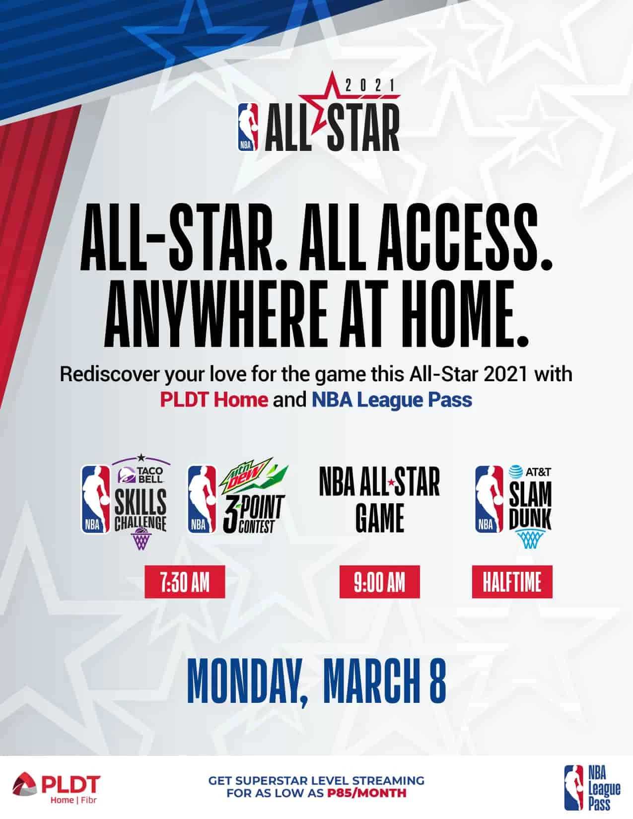 PLDT Home Fibr NBA League Pass poster schedule of shows